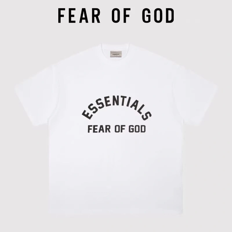 Jackson Wang’s Style FOG Essentials 3D Letter Short Sleeve Streetwear T-Shirt Style 1