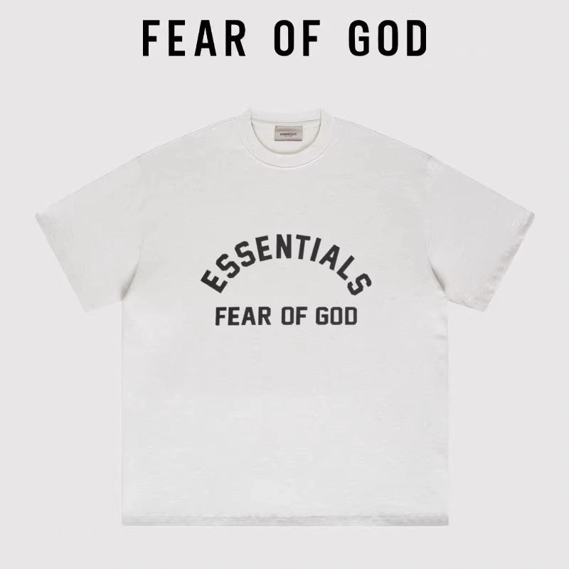 Jackson Wang’s Style FOG Essentials 3D Letter Short Sleeve Streetwear T-Shirt Style 4