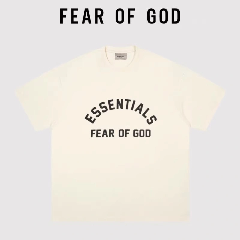 Jackson Wang’s Style FOG Essentials 3D Letter Short Sleeve Streetwear T-Shirt Style 5