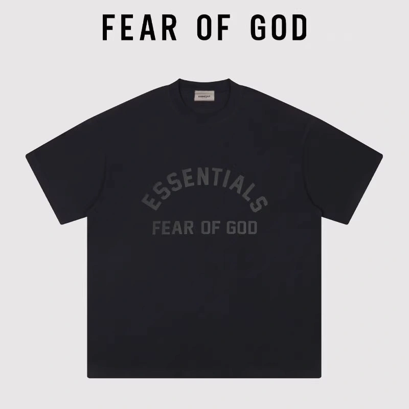 Jackson Wang’s Style FOG Essentials 3D Letter Short Sleeve Streetwear T-Shirt
