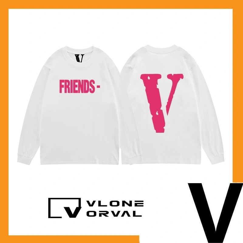 Vlone New Solid V Long Tee Unisex Cotton Long Sleeve Celebrity Style Style 1