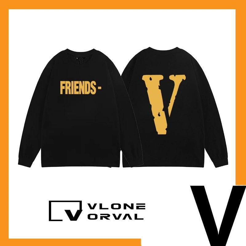 Vlone New Solid V Long Tee Unisex Cotton Long Sleeve Celebrity Style Style 19