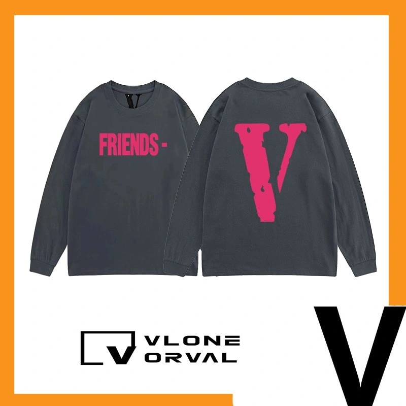Vlone New Solid V Long Tee Unisex Cotton Long Sleeve Celebrity Style Style 2