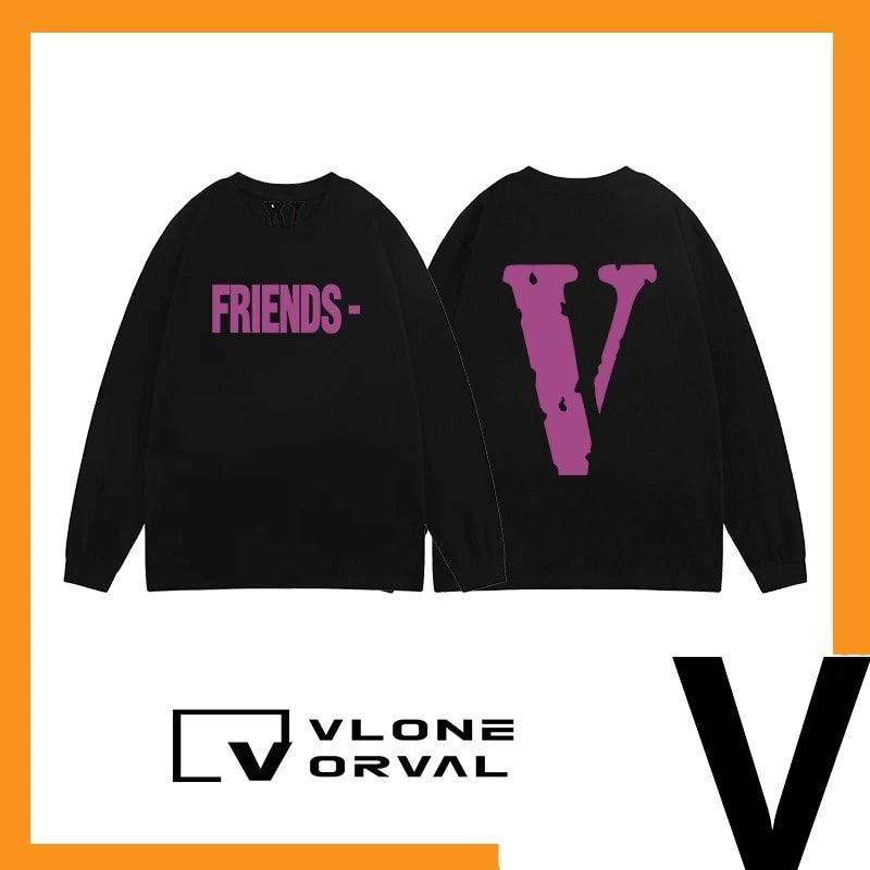 Vlone New Solid V Long Tee Unisex Cotton Long Sleeve Celebrity Style Style 23
