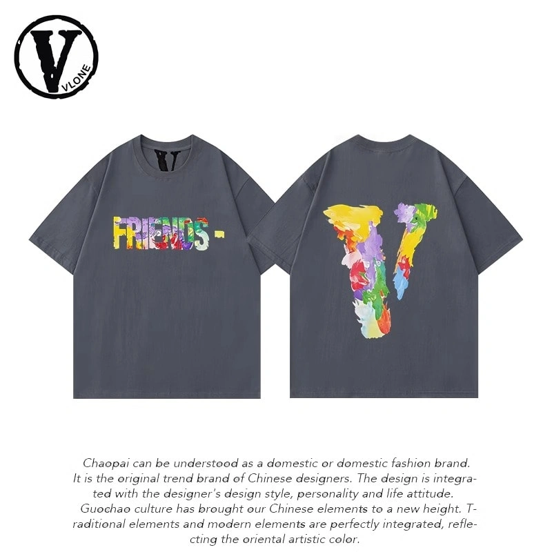 Vlone Orval American Oil Painting Short Sleeve Men New Summer Clothing Loose Trendy Couple T-Shirt Style 1
