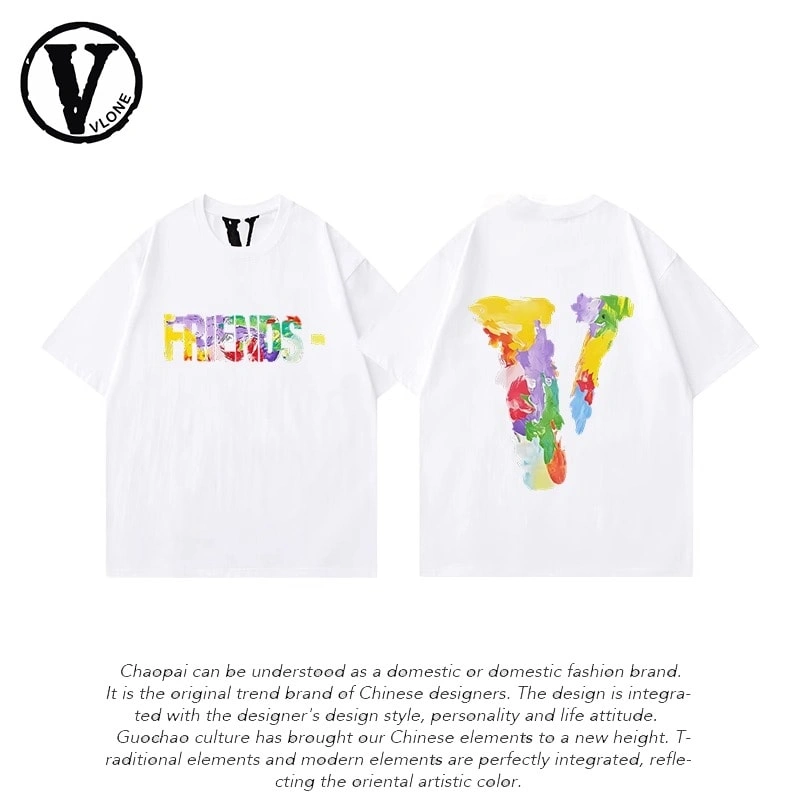 Vlone Orval American Oil Painting Short Sleeve Men New Summer Clothing Loose Trendy Couple T-Shirt