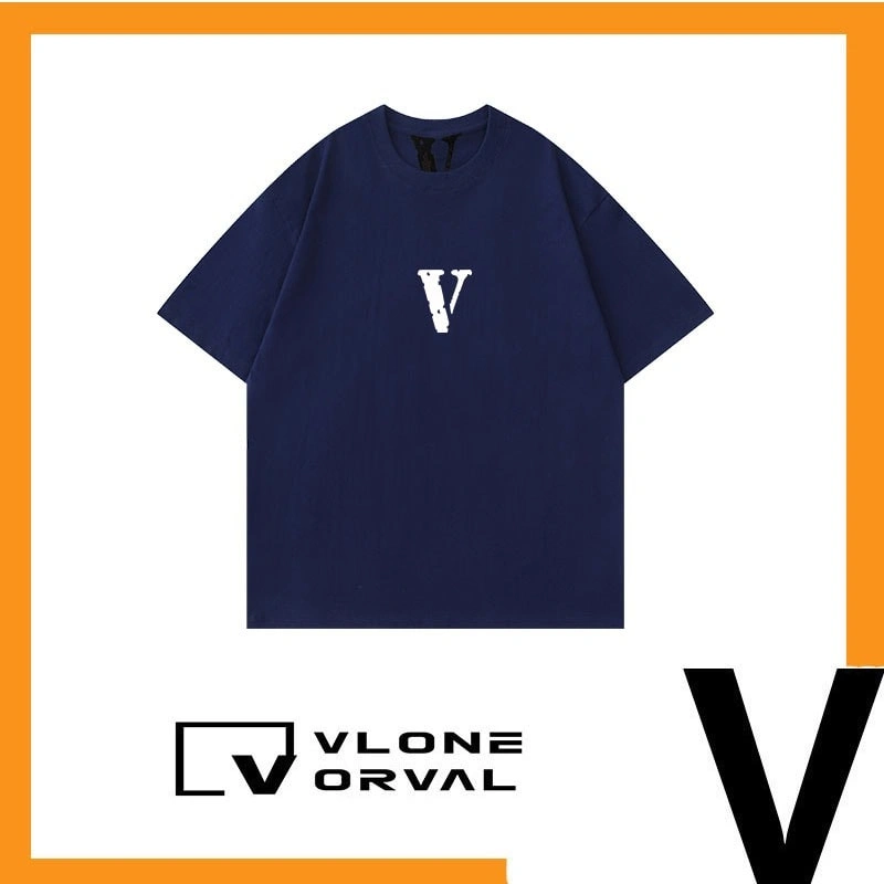 Vlone Orval Basic Logo Print Heavy Cotton Short Sleeve T-Shirt Couple Casual Men Style 2