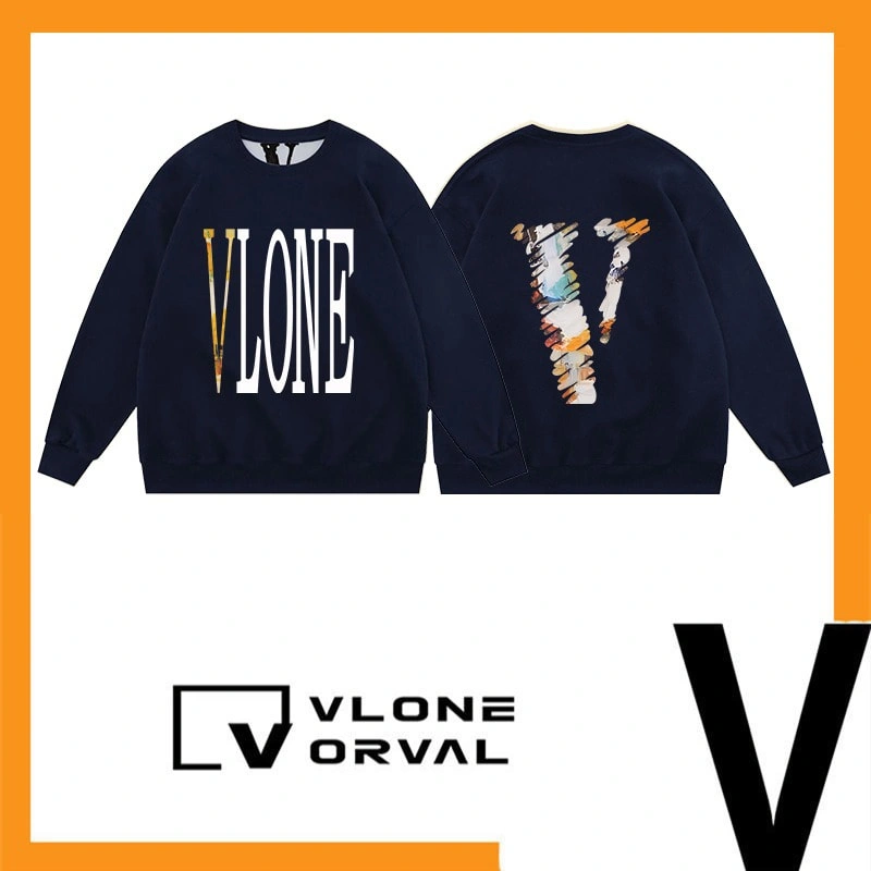 Vlone Orval Big V Color Graffiti Crewneck Sweatshirt Unisex Print Loose Spring Autumn Style 3