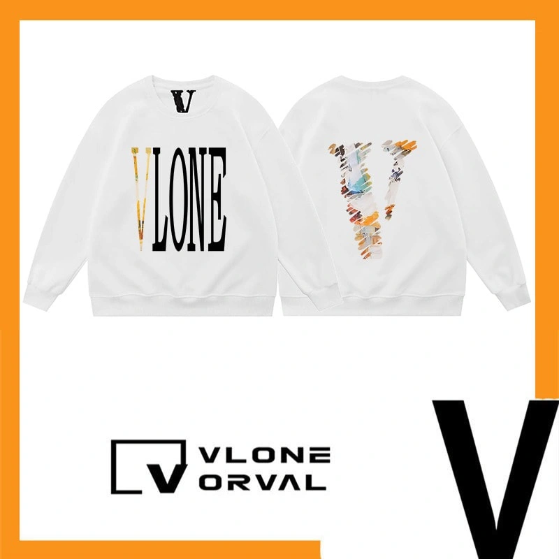 Vlone Orval Big V Color Graffiti Crewneck Sweatshirt Unisex Print Loose Spring Autumn