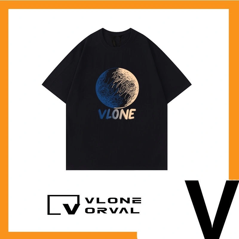 Vlone Orval Big V Eye Letter Short Sleeve T-Shirt Unisex American Trend Pullover Summer Style 1