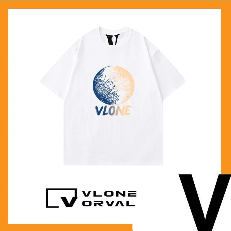 Vlone Orval Big V Eye Letter Short Sleeve T-Shirt Unisex American Trend Pullover Summer
