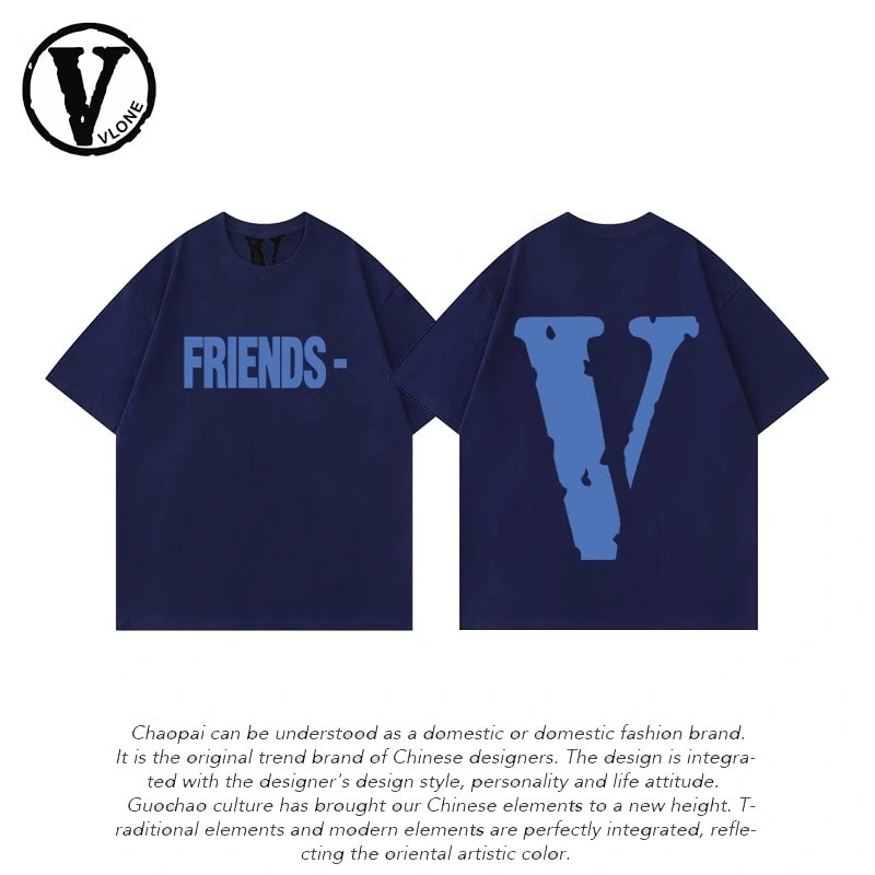 Vlone Orval Big V Phantom Color Hollow Loose Short Sleeve T-Shirt Couple Trendy American Street Summer Style 1