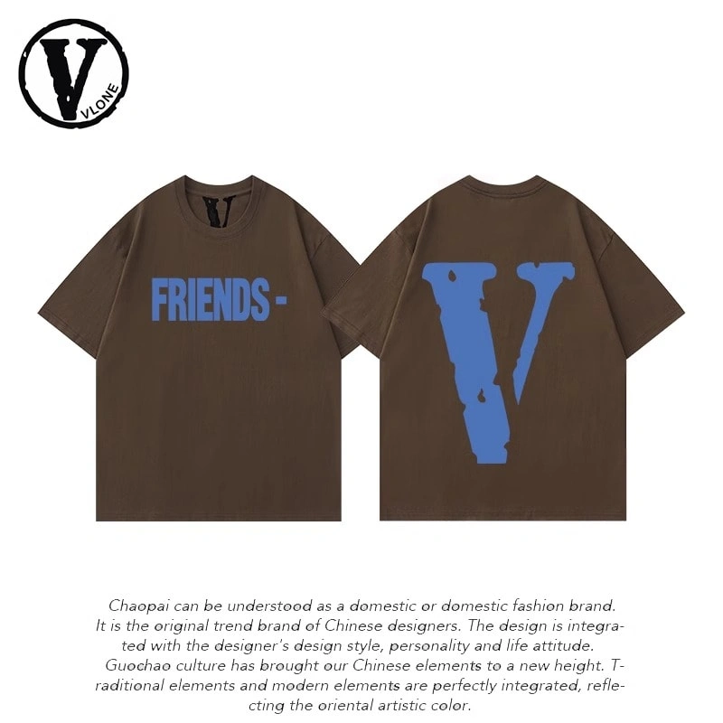 Vlone Orval Big V Phantom Color Hollow Loose Short Sleeve T-Shirt Couple Trendy American Street Summer Style 2