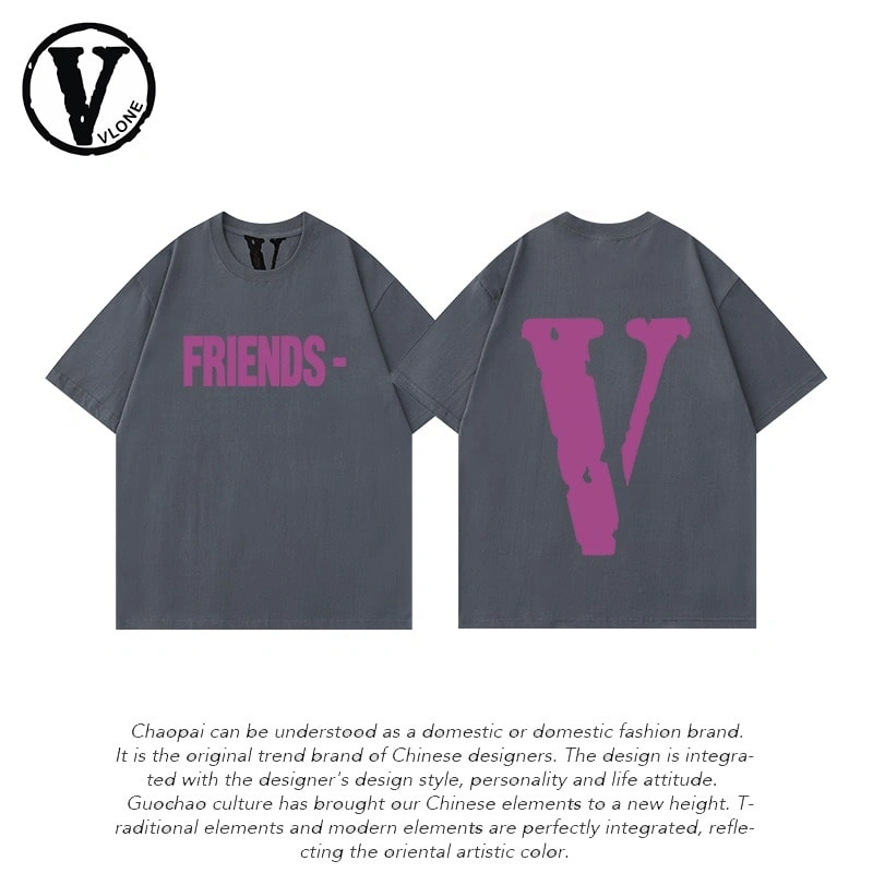 Vlone Orval Big V Phantom Color Hollow Loose Short Sleeve T-Shirt Couple Trendy American Street Summer Style 21