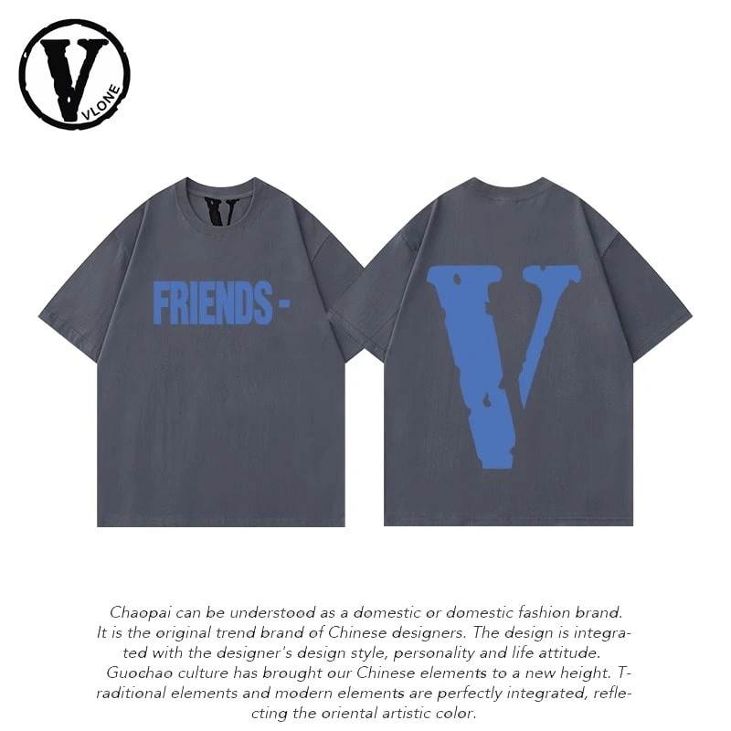 Vlone Orval Big V Phantom Color Hollow Loose Short Sleeve T-Shirt Couple Trendy American Street Summer Style 34