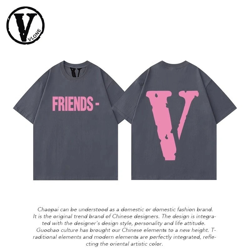 Vlone Orval Big V Phantom Color Hollow Loose Short Sleeve T-Shirt Couple Trendy American Street Summer Style 4
