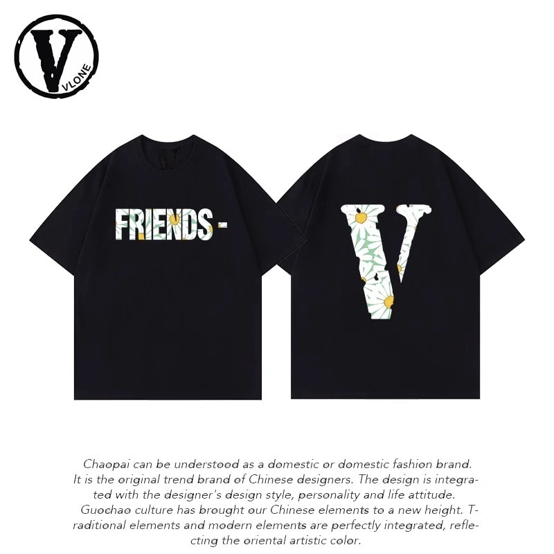 Vlone Orval Big V Short Sleeve Pure Cotton Couple T-Shirt Street Trend Summer Style 2