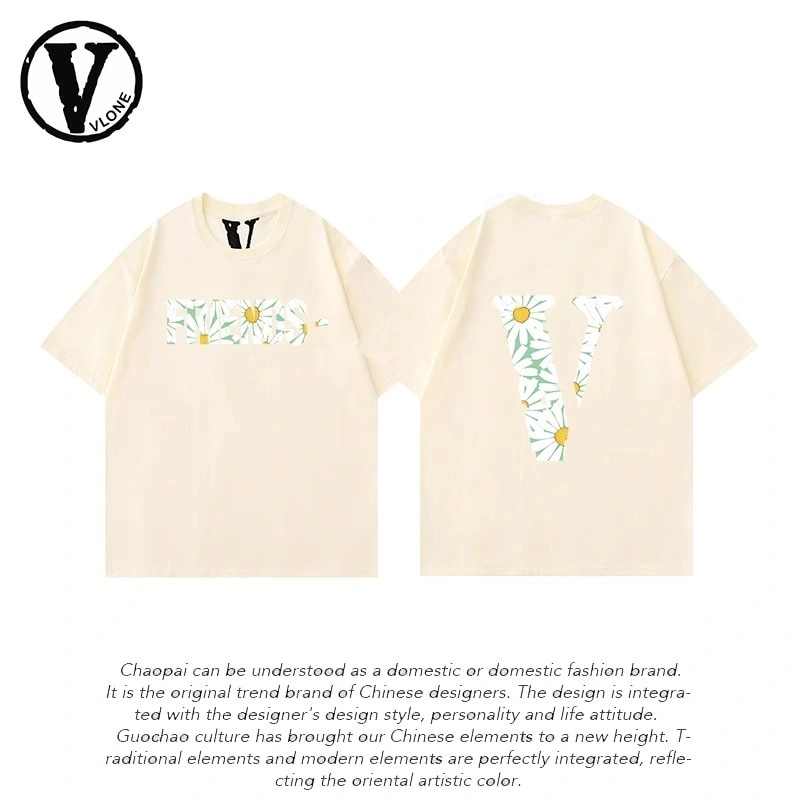 Vlone Orval Big V Short Sleeve Pure Cotton Couple T-Shirt Street Trend Summer Style 3