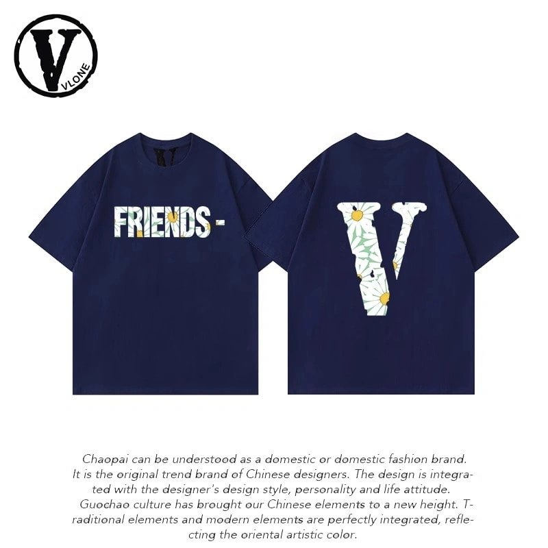Vlone Orval Big V Short Sleeve Pure Cotton Couple T-Shirt Street Trend Summer Style 4