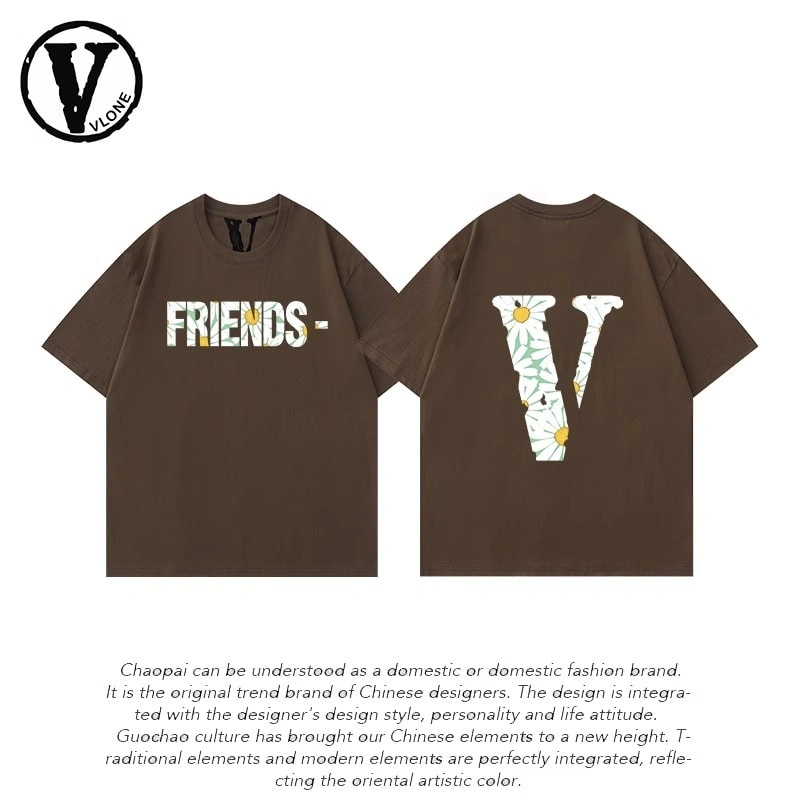 Vlone Orval Big V Short Sleeve Pure Cotton Couple T-Shirt Street Trend Summer Style 5