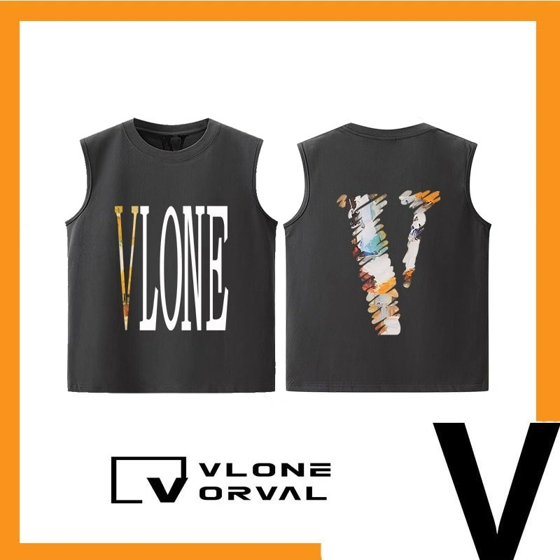 Vlone Orval Big V Sleeveless Tank Top Unisex American Retro Athletic Casual Style 4