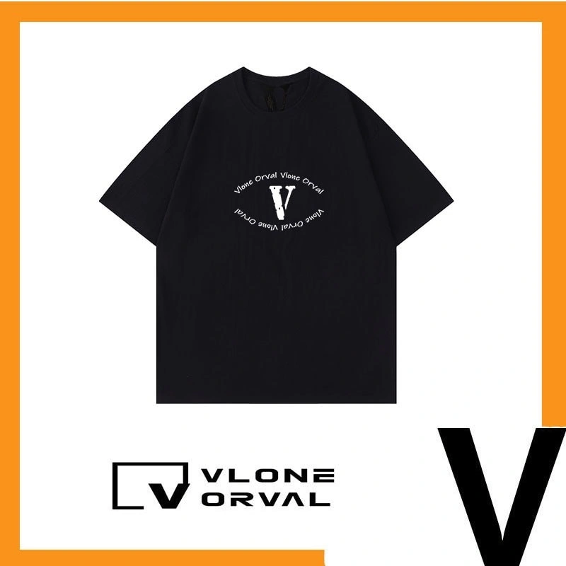 Vlone Orval Big V Solid Color Short Sleeve T-Shirt American Casual Loose Trend Couple Cotton Summer Style 1