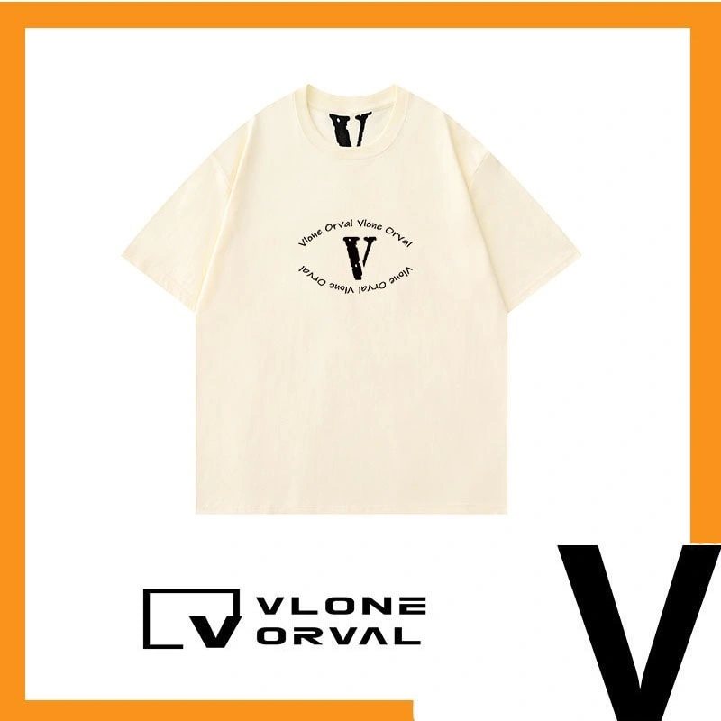 Vlone Orval Big V Solid Color Short Sleeve T-Shirt American Casual Loose Trend Couple Cotton Summer Style 4