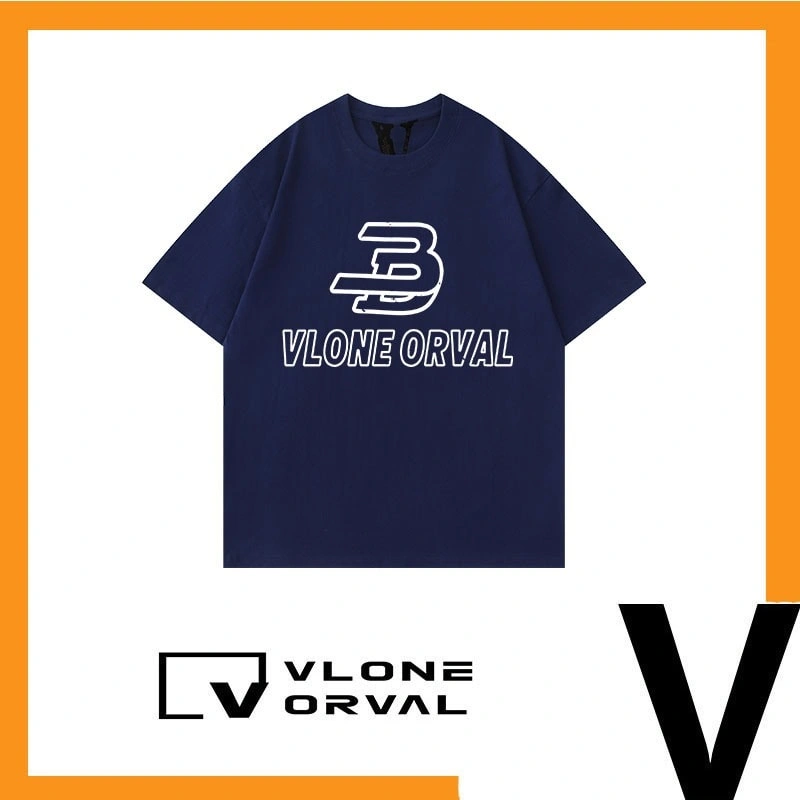 Vlone Orval Big V WD Trendy American Premium Cotton Loose Couple Short Sleeve T-Shirt Summer Style 2