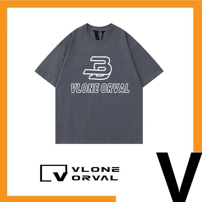 Vlone Orval Big V WD Trendy American Premium Cotton Loose Couple Short Sleeve T-Shirt Summer Style 3