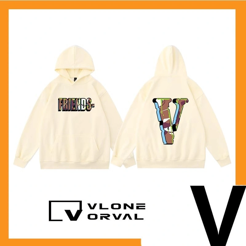 Vlone Orval Camouflage V Hoodie Unisex American High Street Cotton Style 2