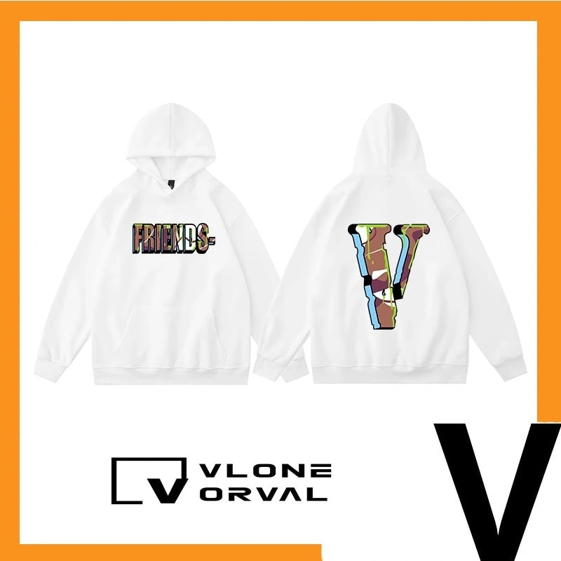 Vlone Orval Camouflage V Hoodie Unisex American High Street Cotton