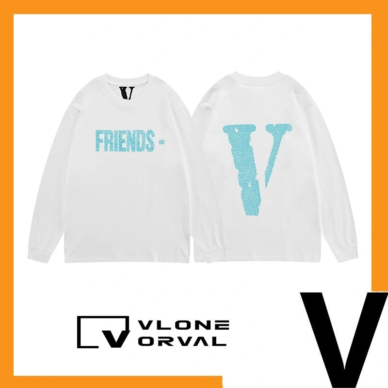Vlone Orval Crack Pattern Big Logo Print Long Sleeve T-Shirt Unisex Trend Style 1