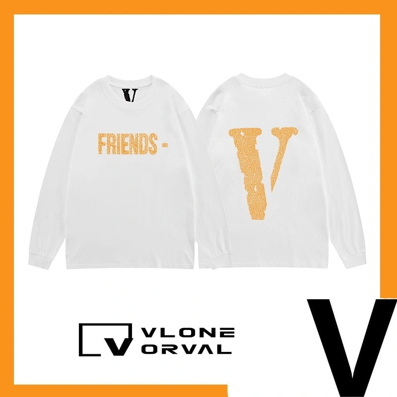 Vlone Orval Crack Pattern Big Logo Print Long Sleeve T-Shirt Unisex Trend Style 2