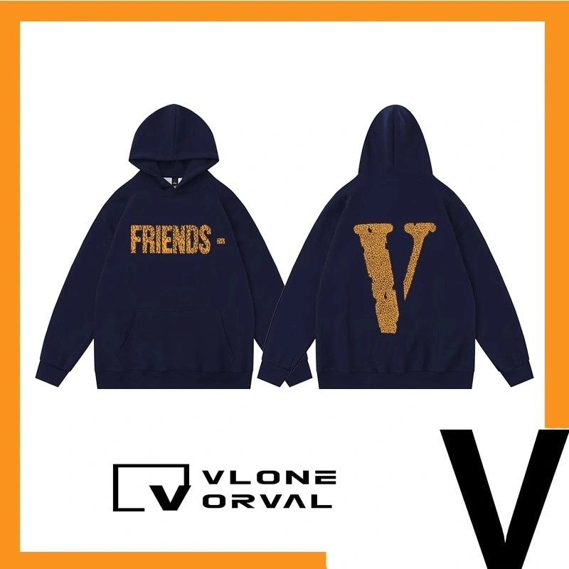 Vlone Orval Crack Pattern V Letter Hoodie Unisex Pure Cotton Style 6