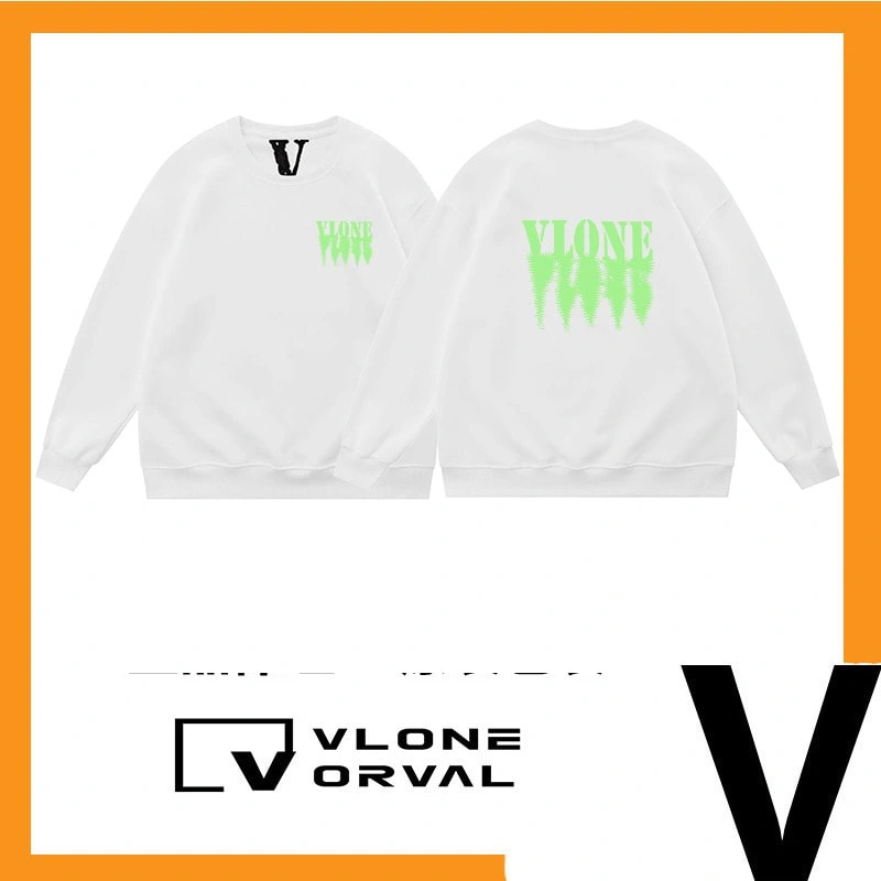 Vlone Orval Green Reflection V Sweatshirt Unisex American Trend Crew Neck