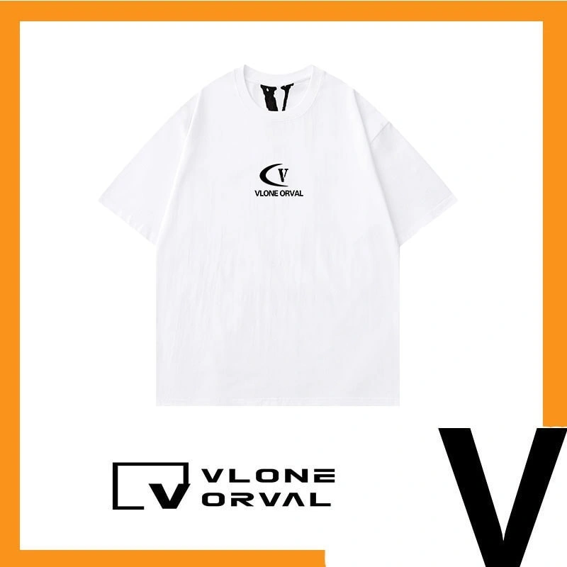 Vlone Orval Heavyweight Big V Short Sleeve T-Shirt Men Casual Cotton American Trend Summer