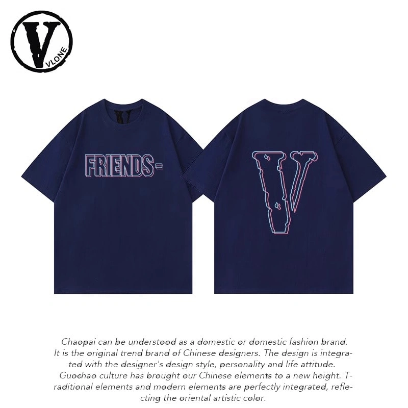 Vlone Orval Mercury Big V Trendy American Loose Summer Couple Short Sleeve T-Shirt Style 4