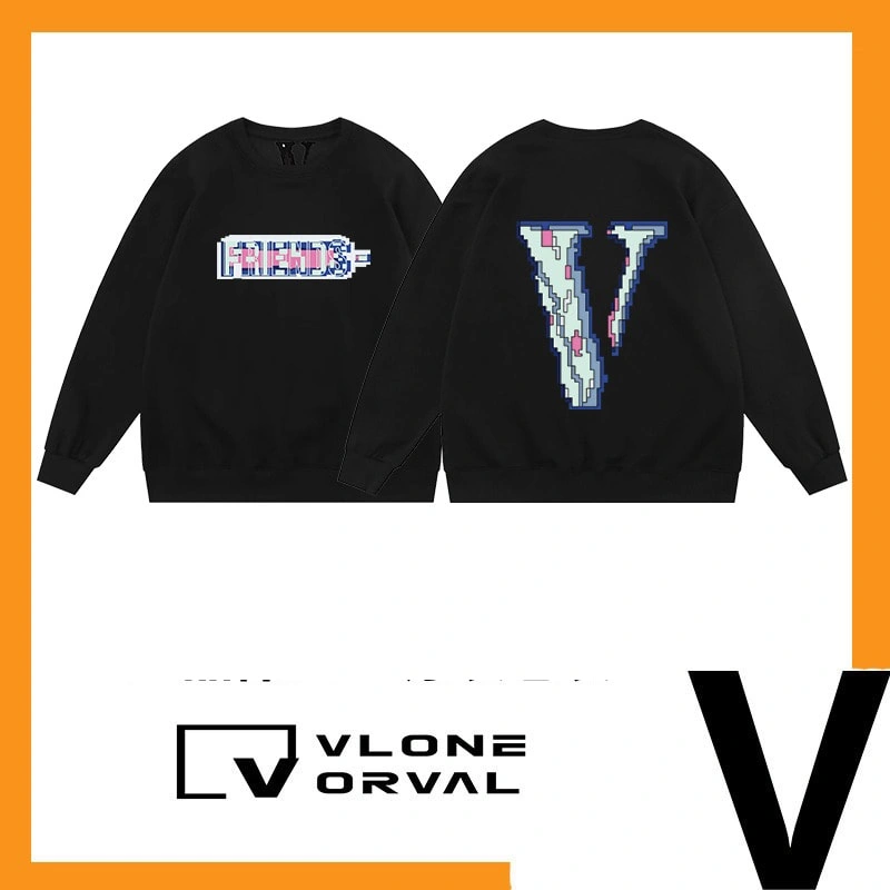 Vlone Orval Mosaic Letter Big V Trendy American Oversized Crewneck Sweatshirt Women Style 1