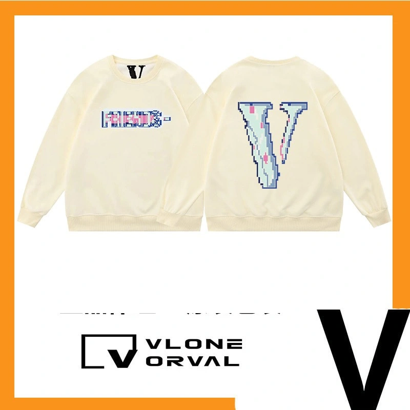 Vlone Orval Mosaic Letter Big V Trendy American Oversized Crewneck Sweatshirt Women Style 2