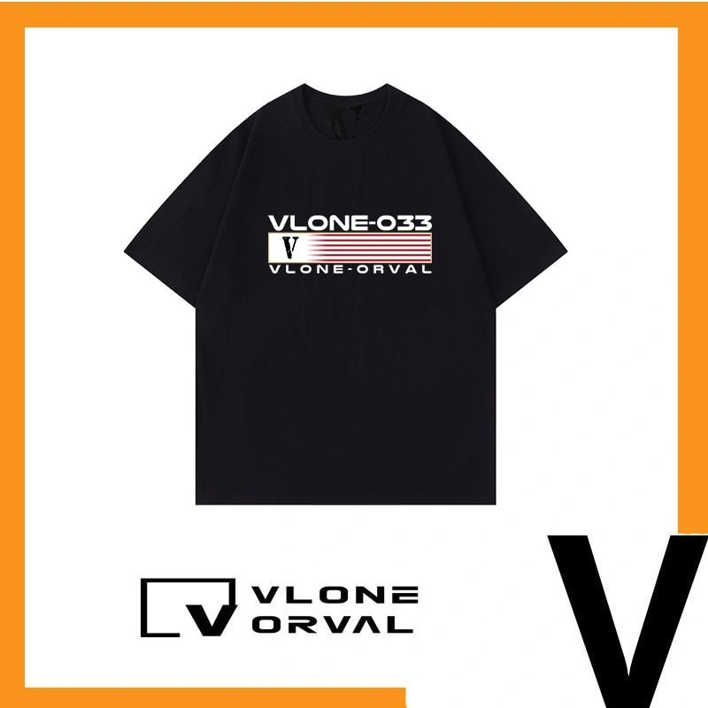 Vlone Orval National Trend R Logo Print Heavy Cotton Short Sleeve T-Shirt Casual Men Style 1