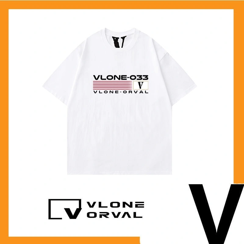 Vlone Orval National Trend V Logo Print Heavy Cotton Couple Street Casual Men Short Sleeve T-Shirt