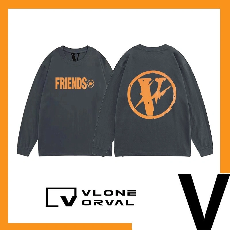Vlone Orval Orange Lightning Collab V Long Sleeve T-Shirt Unisex Trend Style 1