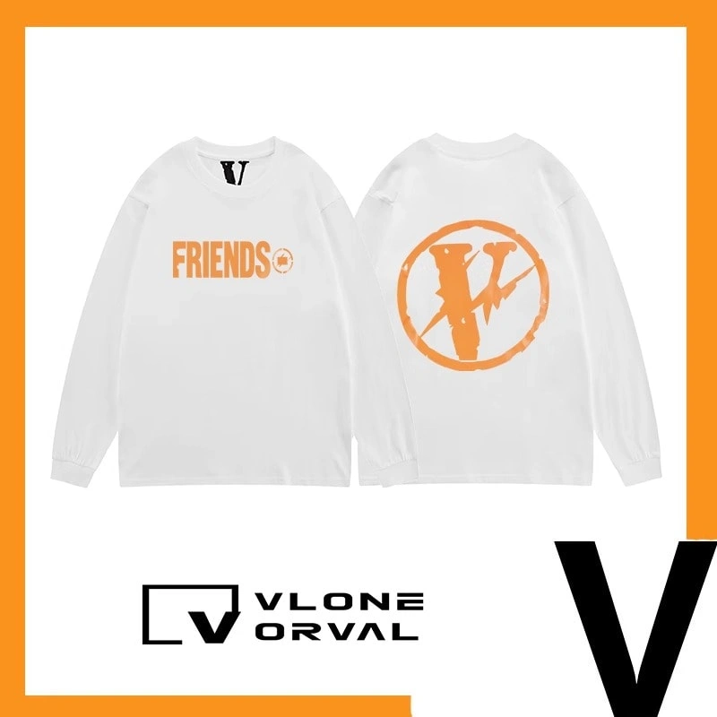 Vlone Orval Orange Lightning Collab V Long Sleeve T-Shirt Unisex Trend