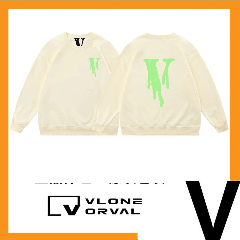 Vlone Orval Pure Green Graffiti V Print Crew Neck Sweatshirt Unisex Style 3