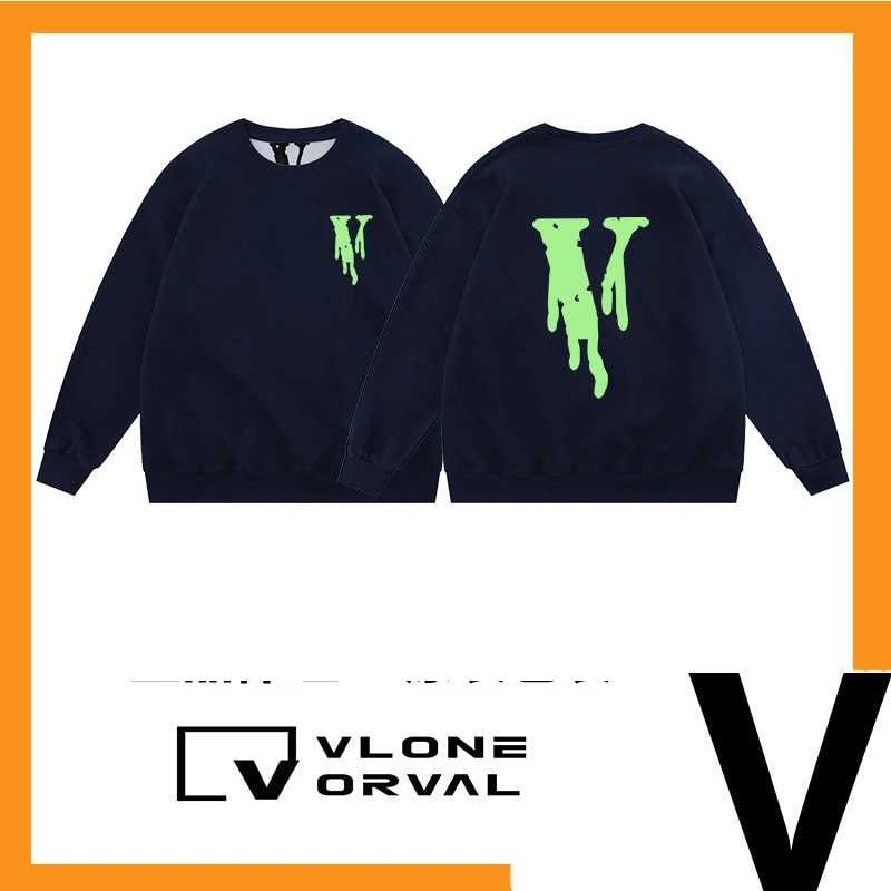 Vlone Orval Pure Green Graffiti V Print Crew Neck Sweatshirt Unisex Style 4
