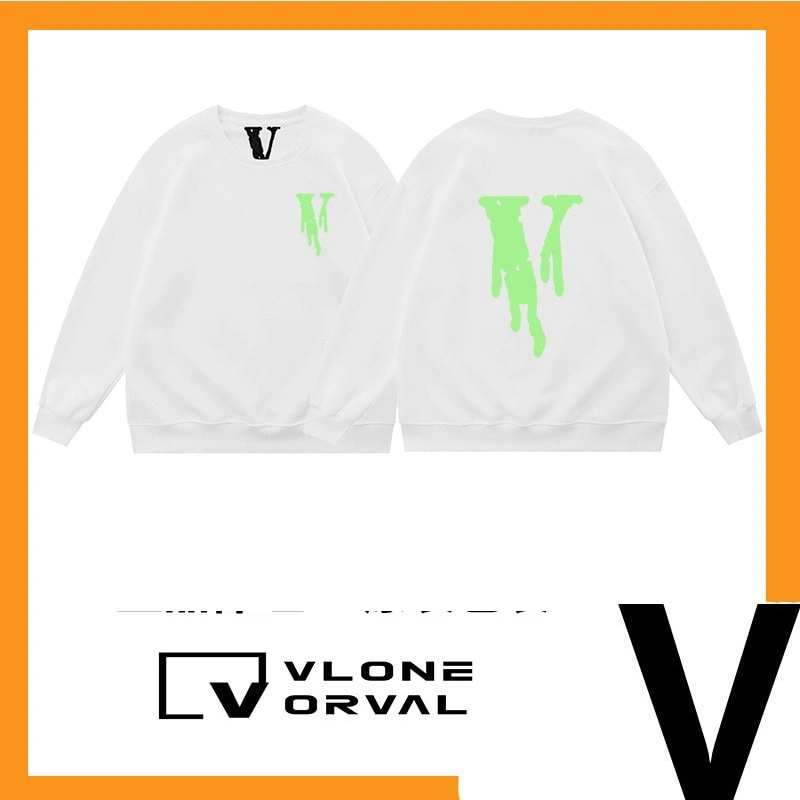 Vlone Orval Pure Green Graffiti V Print Crew Neck Sweatshirt Unisex