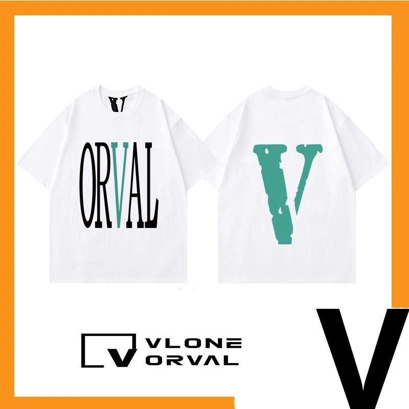 Vlone Orval Rainbow Tie Dye Big V Logo Loose Short Sleeve T-Shirt Couple Trendy Street Summer Style 12