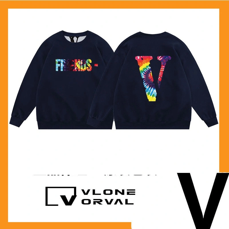 Vlone Orval Rainbow Tie Dye Big V Sweatshirt American Trend Oversized Men’s Crewneck Women Style 3