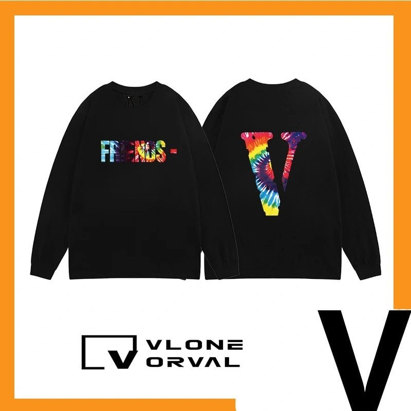 Vlone Orval Rainbow Tie Dye V Long Sleeve T-Shirt Unisex Trend Style 2