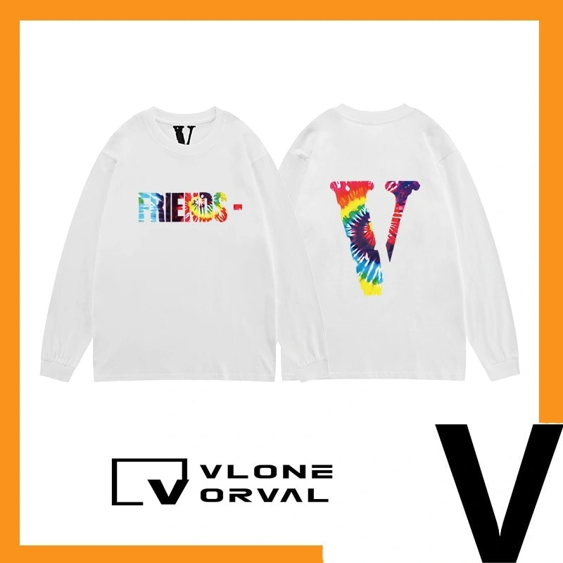 Vlone Orval Rainbow Tie Dye V Long Sleeve T-Shirt Unisex Trend
